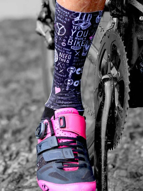 Bike Graffiti Aero Cycling Socks - One Size / Black