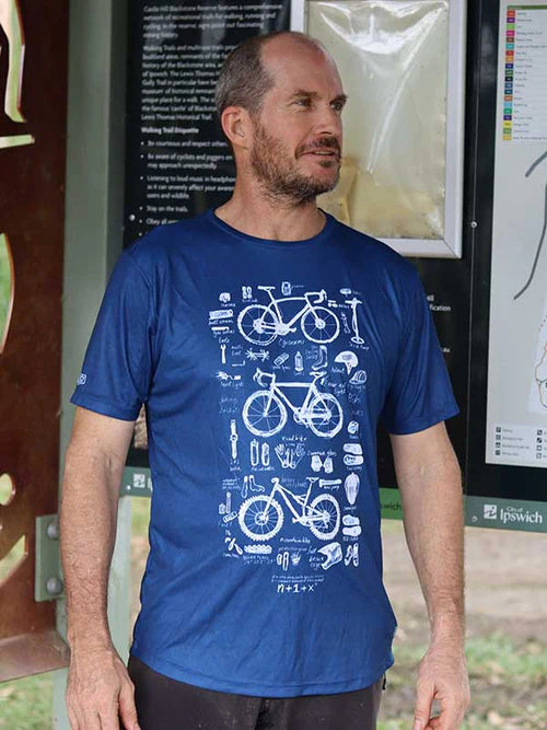 Bike Maths Mens Technical T-Shirt - M / Blue