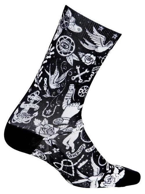 Velo Tattoo Cycling Socks - One Size / Black