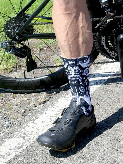 Velo Tattoo Cycling Socks - One Size / Black