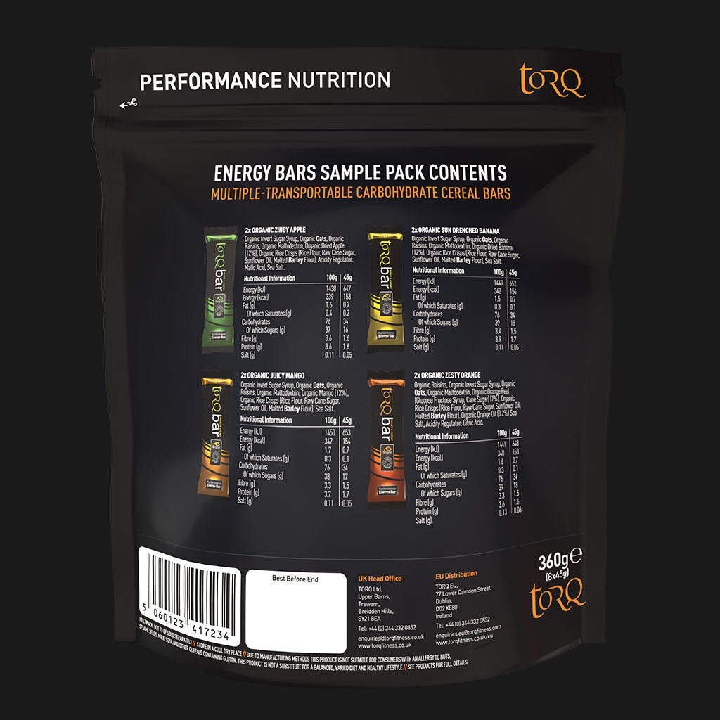 TORQ ENERGY BARS - Organic - Sample Pack 8 Bars (2 x 4 flavours)