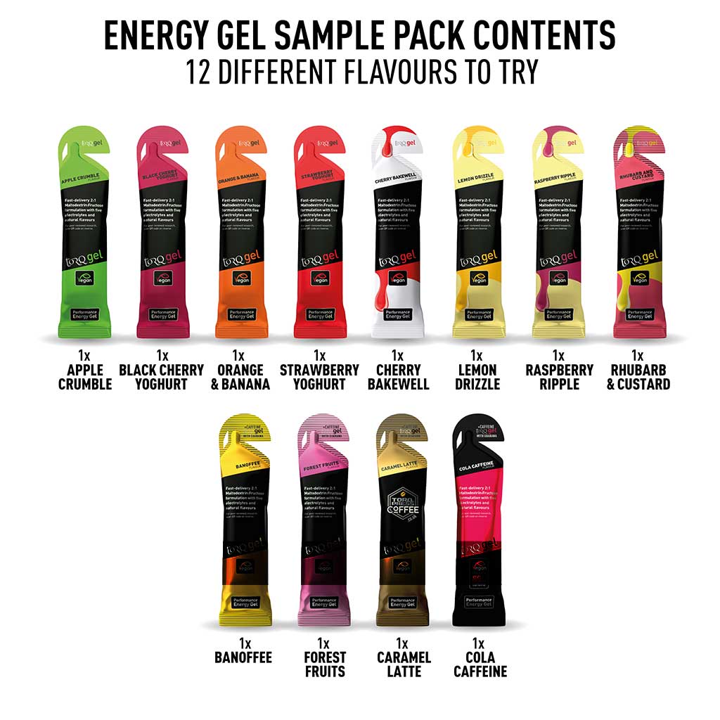 TORQ ENERGY GELS | 12 Gel Pack | 8 Standard + 4 Caffeine