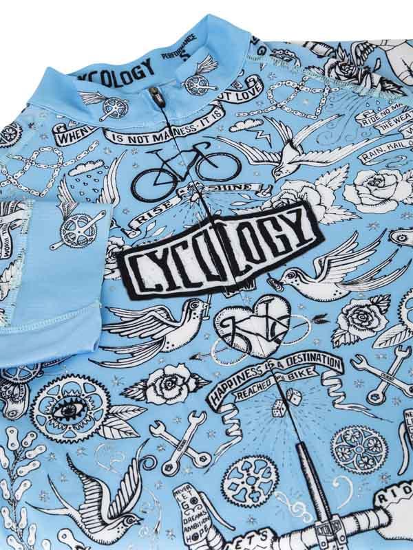 Velo Tattoo Men's Cycling Jersey - Blue