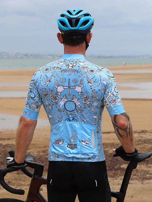 Velo Tattoo Men's Cycling Jersey - Blue